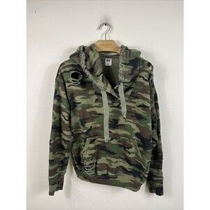 NSF Lisse Distressed French Terry Hoodie Small Size Green Camo